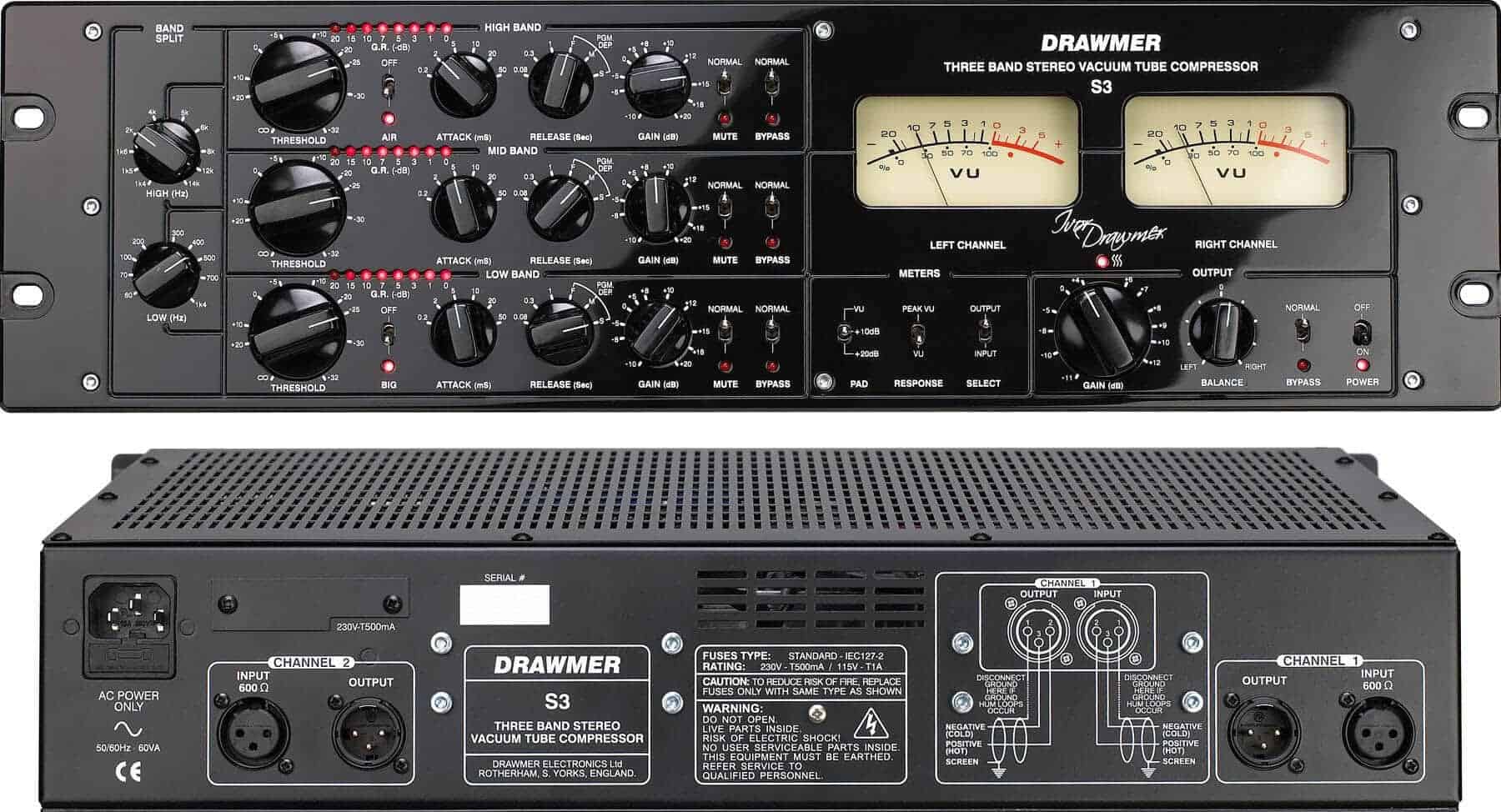 Mixing und Mastering Kompressor Drawmer S3 Three Band Stereo Vacuum Tube